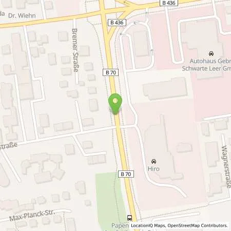Standortübersicht der Tankstelle HIRO Automarkt GmbH in 26789 Leer