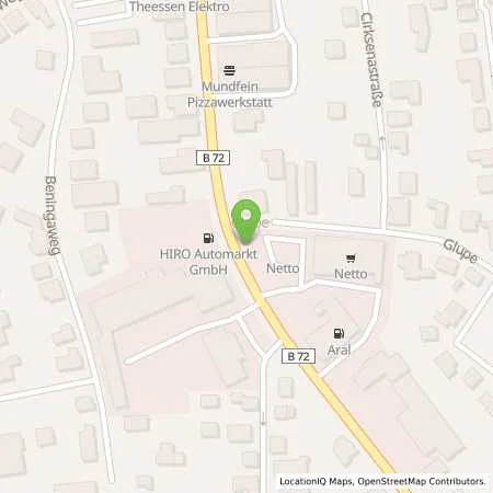 Standortübersicht der Tankstelle HIRO Automarkt GmbH in 26603 Aurich