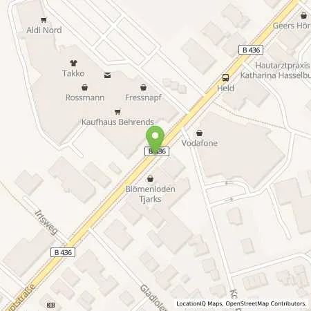 Standortübersicht der Tankstelle Behrens OHG in 26639 Wiesmoor