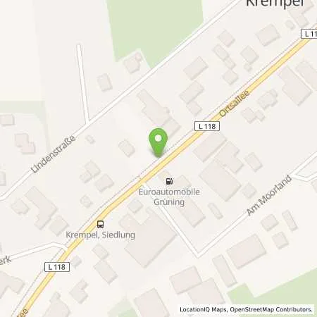 Standortübersicht der Tankstelle Euroautomobile Grüning in 27607 Langen (Krempel)