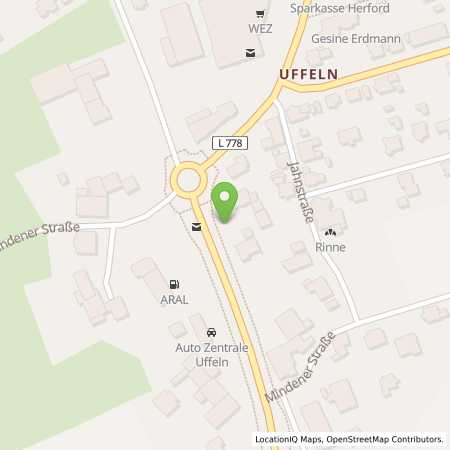Standortübersicht der Autogas (LPG) Tankstelle: Aral Tankstelle Jantzon & Hocke KG in 32602, Vlotho-Uffeln