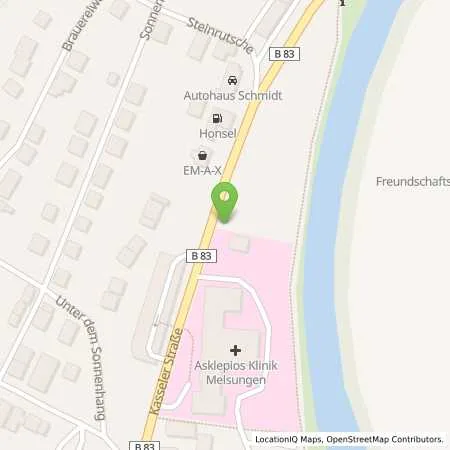 Standortübersicht der Tankstelle Honsel in 34212 Melsungen