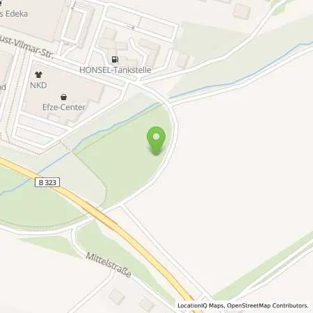 Standortübersicht der Tankstelle HONSEL-Tankstelle in 34576 Homberg/Efze