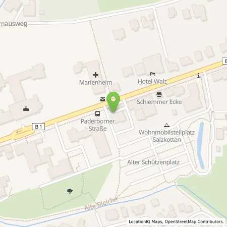 Standortübersicht der Tankstelle Tankstop B1 - Robert Fischer TTS in 33154 Salzkotten