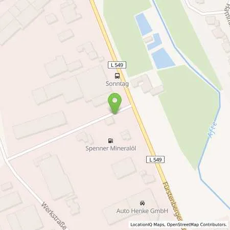 Standortübersicht der Tankstelle Tankstelle Spenner & Co. GmbH in 33142 Büren