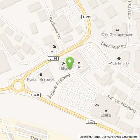 Standortübersicht der Tankstelle Bosch Service Hirz in 88630 Pfullendorf