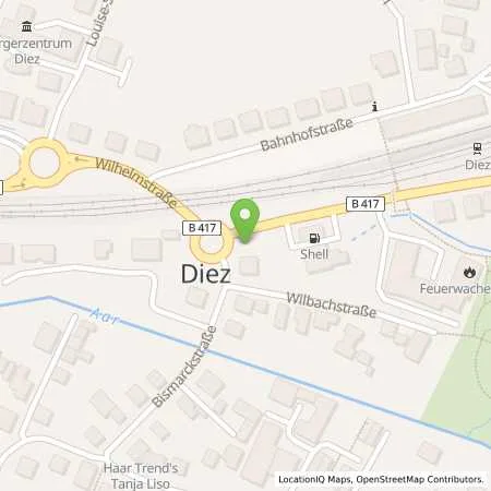 Standortübersicht der Tankstelle Shell-Station Saischek GmbH in 65582 Diez/Lahn