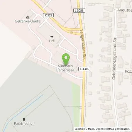 Standortübersicht der Tankstelle Autohaus Barbarossa in 06551 Artern