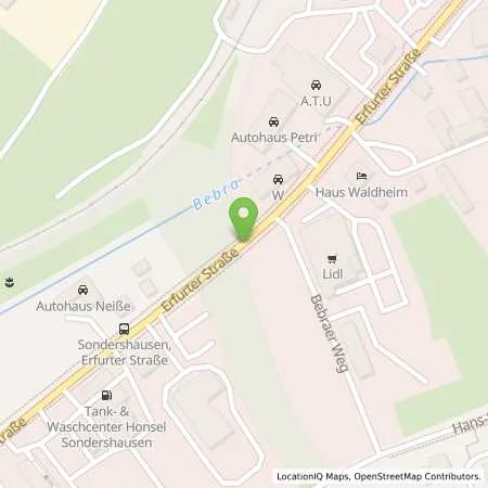 Standortübersicht der Tankstelle Honsel Tankstelle Winfried Schlaß in 99706 Sondershausen
