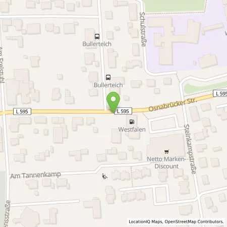 Standortübersicht der Tankstelle Westfalen-Tankstelle Elisabeth OBrien in 49492 Westercappeln