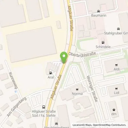 Standortübersicht der Tankstelle Aral-Tankstelle Klaus Kegreiß in 87700 Memmingen