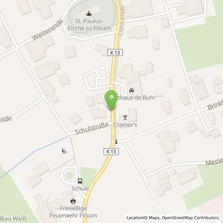 Standortübersicht der Tankstelle Autohaus de Buhr in 26849 Filsum