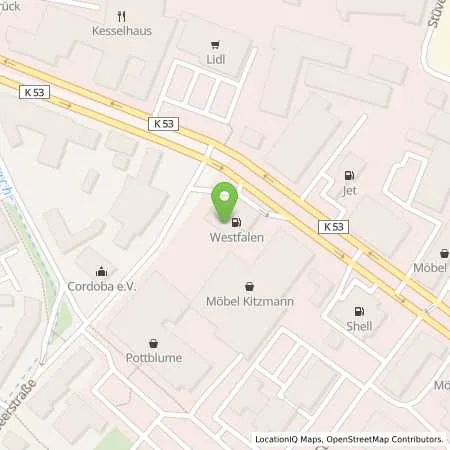 Standortübersicht der Tankstelle Westfalen - Tankstelle in 49084 Osnabrück