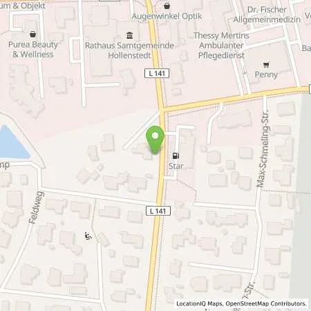 Standortübersicht der Tankstelle Star Tankstelle in 21279 Hollenstedt
