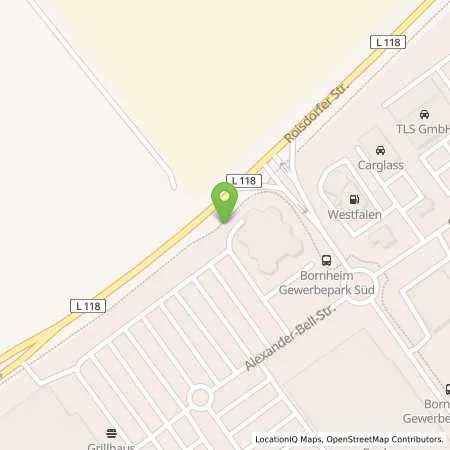 Standortübersicht der Tankstelle Westfalen-Tankstelle Ulrich Verbrüggen in 53332 Bornheim