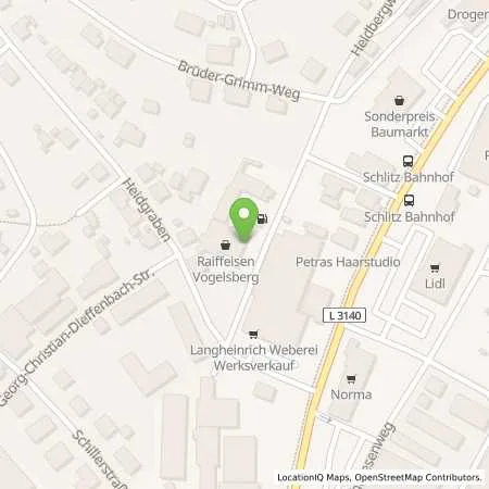 Standortübersicht der Tankstelle Raiffeisen Vogelsberg GmbH in 36110 Schlitz