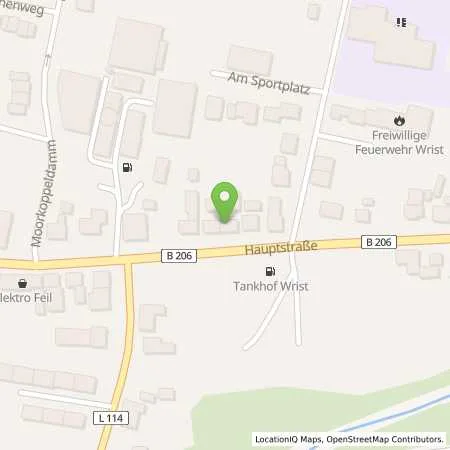 Standortübersicht der Tankstelle Tankhof Wrist in 25563 Wrist