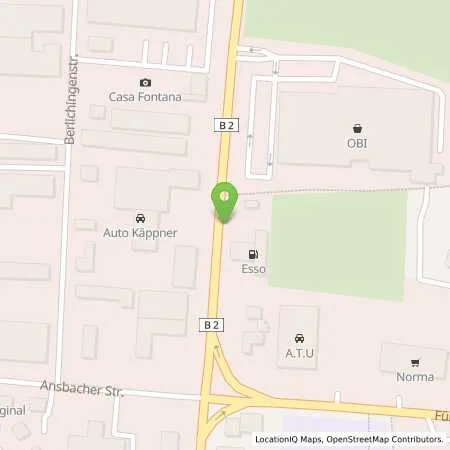 Standortübersicht der Tankstelle Esso Station Brigitte Bäcker in 91126 Schwabach