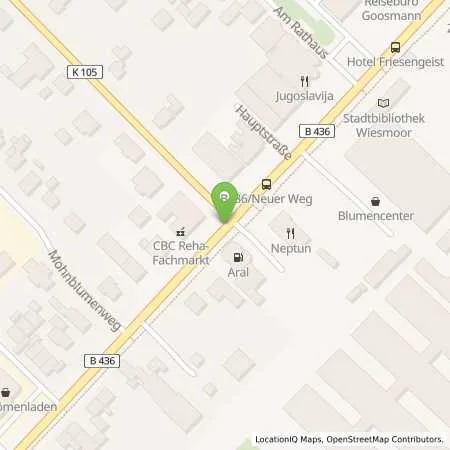Standortübersicht der Tankstelle Aral Tankstelle Dieter Wilhelms in 26639 Wiesmoor