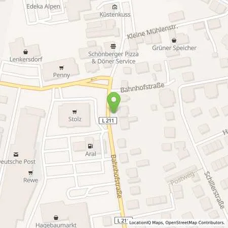 Standortübersicht der Tankstelle Aral Tankstelle Ulf Kopplin in 24217 Schönberg