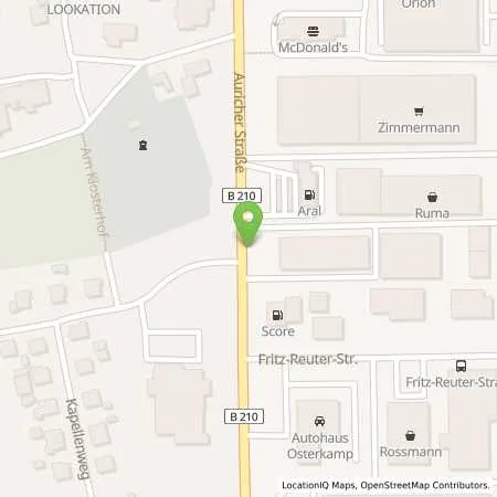 Standortübersicht der Tankstelle Aral Autocenter in 26721 Emden