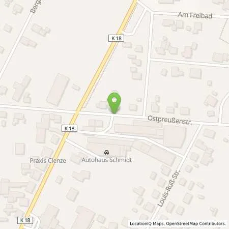 Standortübersicht der Tankstelle Saatbau Clenze e. G. in 29459 Clenze