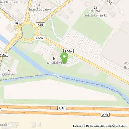 Standortübersicht der Tankstelle Westfalen-Tankstelle in 32289 Rödinghausen