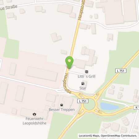 Standortübersicht der Autogas (LPG) Tankstelle: Star Tankstelle in 33818, Leopoldshöhe