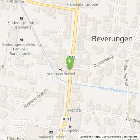 Standortübersicht der Tankstelle Q1 Tankstelle in 37688 Beverungen