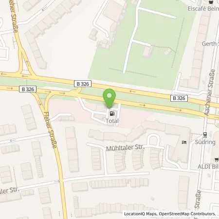 Standortübersicht der Tankstelle TOTAL Station in 40223 Düsseldorf