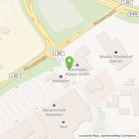 Standortübersicht der Autogas (LPG) Tankstelle: Westfalen-Tankstelle in 48249, Dülmen