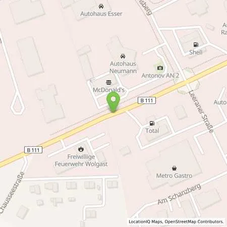 Standortübersicht der Tankstelle Total Station in 17438 Wolgast