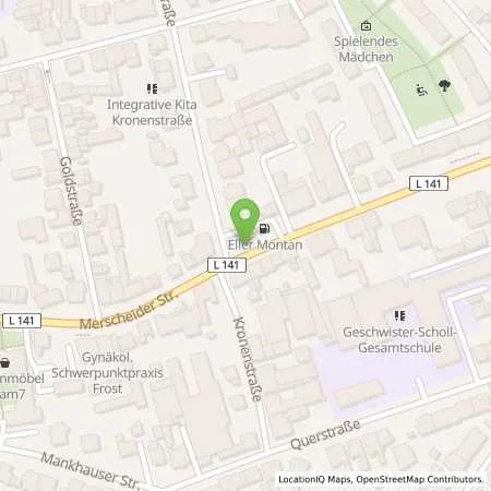 Standortübersicht der Tankstelle Eller Montan Station, Helmut Wegener in 42699 Solingen