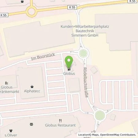 Standortübersicht der Tankstelle Globus in 55469 Simmern
