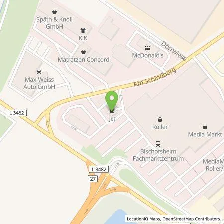 Standortübersicht der Tankstelle JET in 65474 Bischofsheim