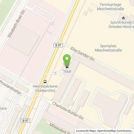 Standortübersicht der Tankstelle Total in 01099 Dresden