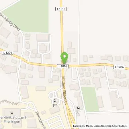 Standortübersicht der Tankstelle JET Tankstelle in 70599 Stuttgart-Plieningen