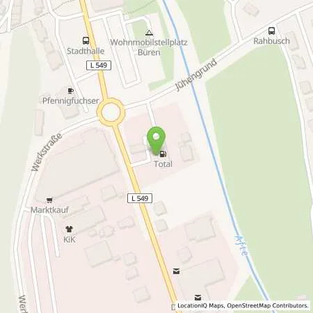 Standortübersicht der Tankstelle Total Tankstelle in 33142 Büren