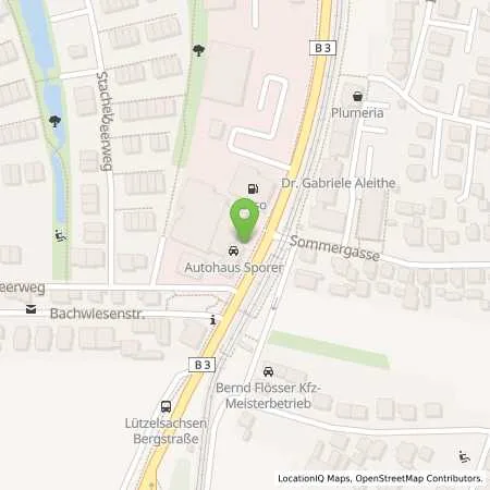 Standortübersicht der Tankstelle Autohaus Sporer GmbH in 69469 Weinheim