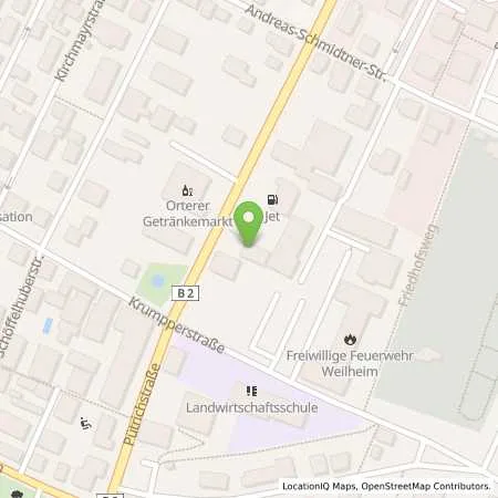 Standortübersicht der Tankstelle JET Tankstelle in 82362 Weilheim