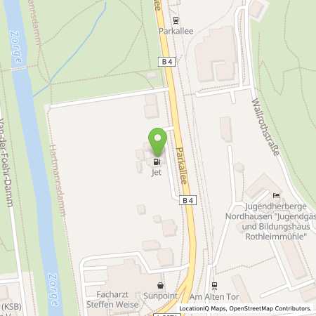 Standortübersicht der Autogas (LPG) Tankstelle: JET Tankstelle in 99734, Nordhausen