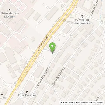 Standortübersicht der Tankstelle JET Tankstelle in 88212 Ravensburg