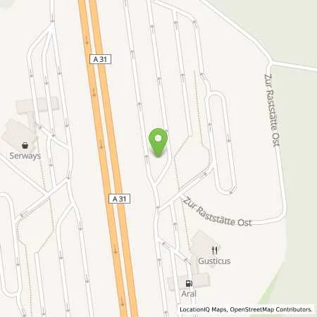 Standortübersicht der Tankstelle BAB-Tankstelle Ems-Vechte Ost (SHELL) in 49835 Wietmarschen