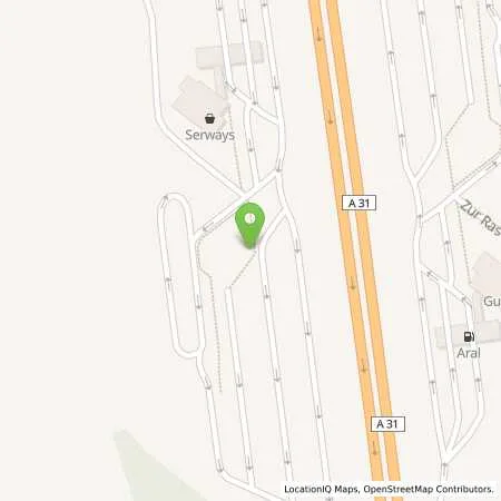 Standortübersicht der Tankstelle BAB-Tankstelle Ems-Vechte West (Aral) in 49835 Wietmarschen