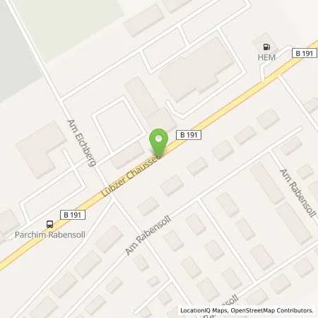 Standortübersicht der Tankstelle HEM-Tankstelle in 19370 Parchim