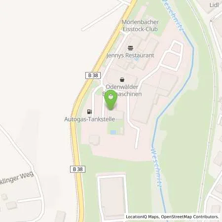 Standortübersicht der Tankstelle Odenwälder Baumaschinen GmbH (Tankautomat) in 69509 Mörlenbach