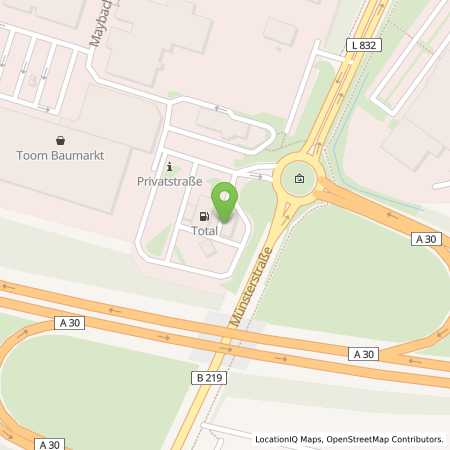 Standortübersicht der Autogas (LPG) Tankstelle: Total-Tankstelle in 49479, Ibbenbüren