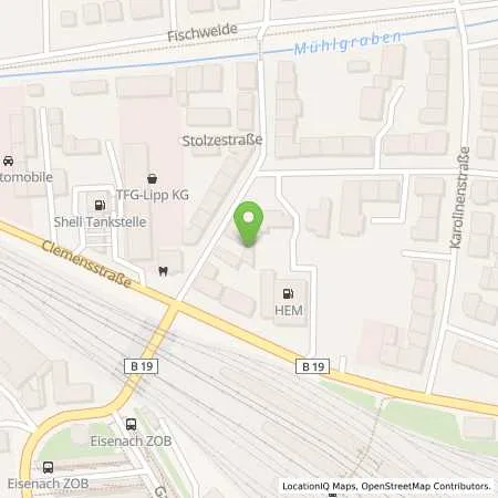 Standortübersicht der Tankstelle HEM-Tankstelle in 99817 Eisenach