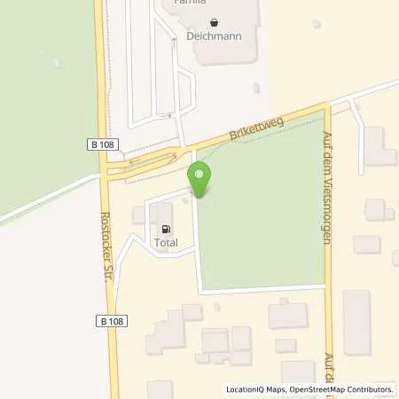 Standortübersicht der Tankstelle TOTAL Tankstelle in 17166 Teterow