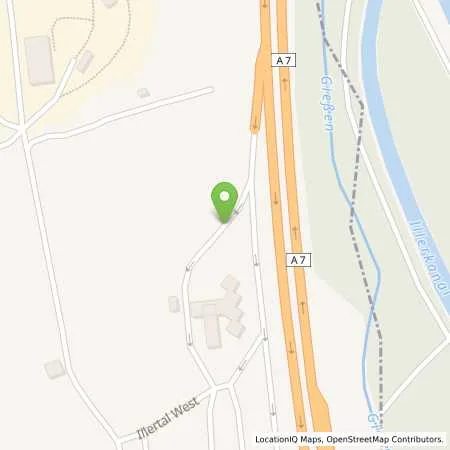 Standortübersicht der Tankstelle BAB-Tankstelle Illertal West (Avia) in 88451 Dettingen/Iller